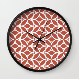Red and White Tessellation Line Pattern 37 - Dunn and Edwards 2022 Trending Color Red River DE5125 Wall Clock