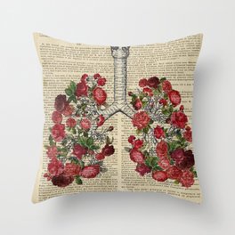 floral lungs s Throw Pillow | Lung, Medicine, Vital, Painting, Watercolor, Health, Lungs, Science, Doodle, Medical 