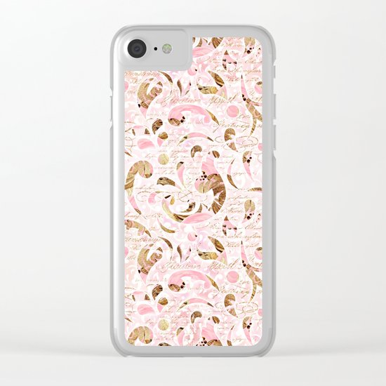Pink Brown Swirls Clear iPhone Case