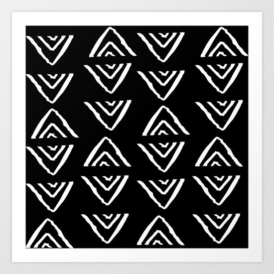 mudcloth 16 minimal textured black and white pattern home decor minimalist beach Art Print