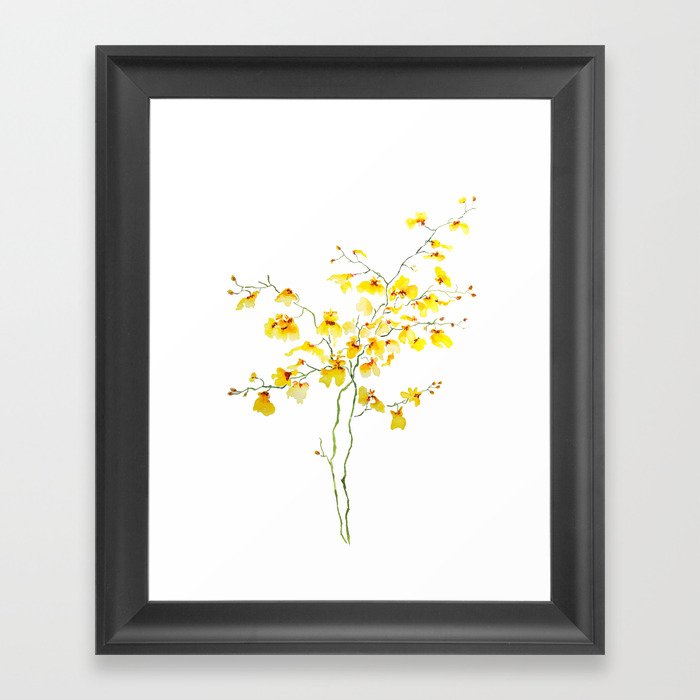 yellow Oncidium Orchid watercolor Framed Art Print by colorandcolor | Society6 yellow Oncidium Orchid watercolor Framed Art Print... 