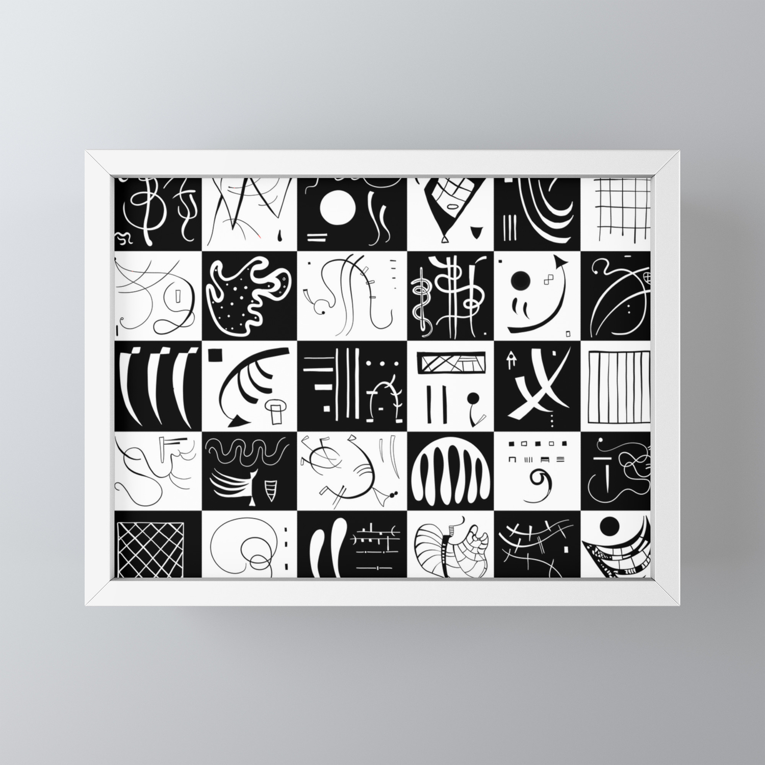 Kandinsky Black And White Pattern Abstract Art Framed Mini Art