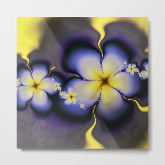 Petite Fleur Jaune Fractal Metal Print