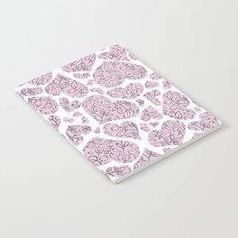 Cute blush hearts with pink floral branches texture Notebook