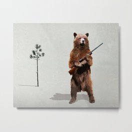 Bear with a shotgun Metal Print