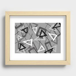 Triangles grey Black white Vintage Design Revival pattern Recessed Framed Print