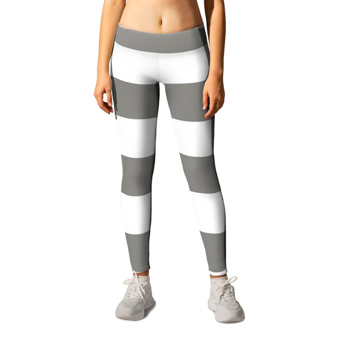 Titanium - solid color - white stripes pattern Leggings