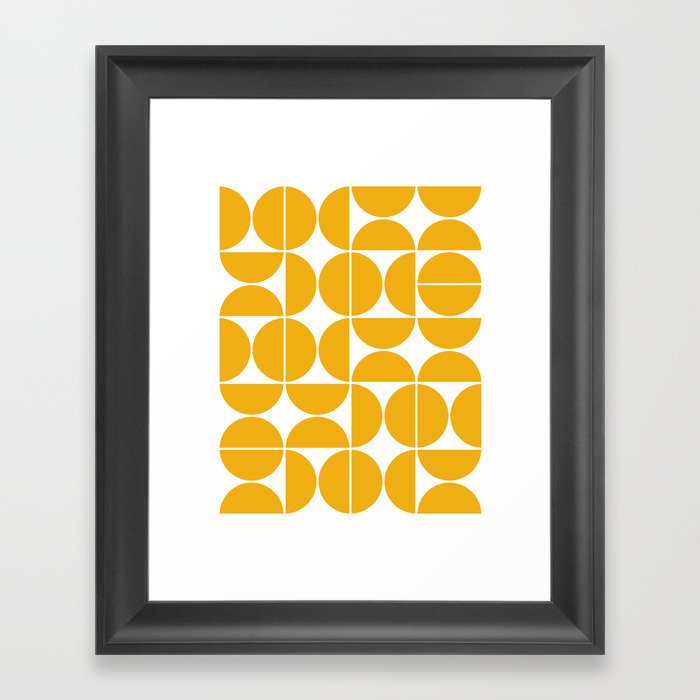 Mid Century Modern Geometric 04 Yellow Framed Art Print By