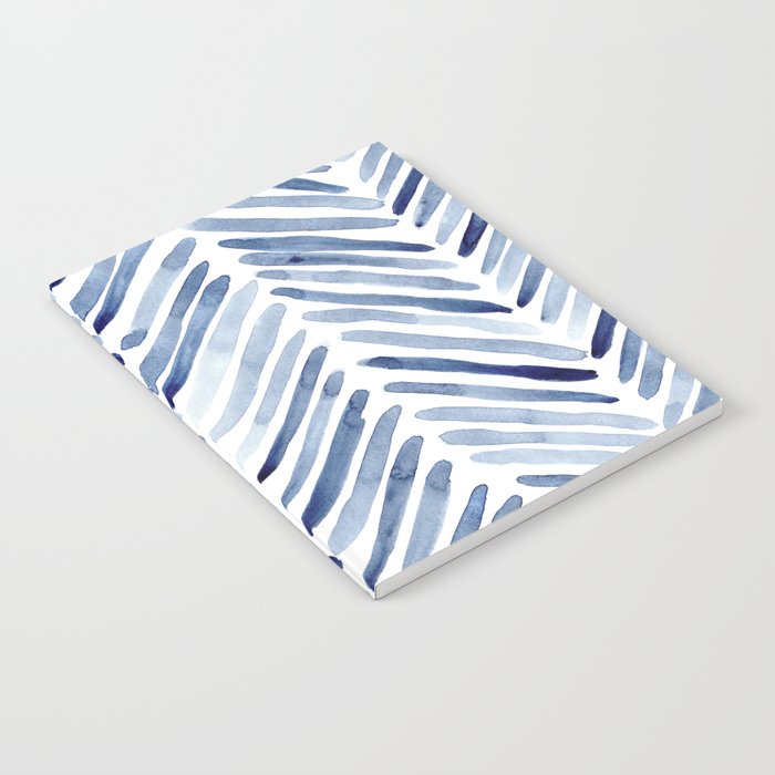 Indigo herringbone - watercolor blue chevron Notebook