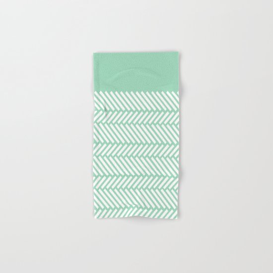 Herringbone Mint Boarder Hand & Bath Towel