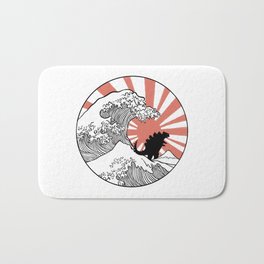 Godzilla Rising Sun The Great Wave  Bath Mat