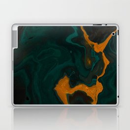 Emerald Green Malachite + Gold Twisted Swirl Marble Laptop Skin