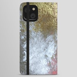 Golden Girl: a pretty abstract mixed media piece in pink, white, gold, and gray iPhone Wallet Case