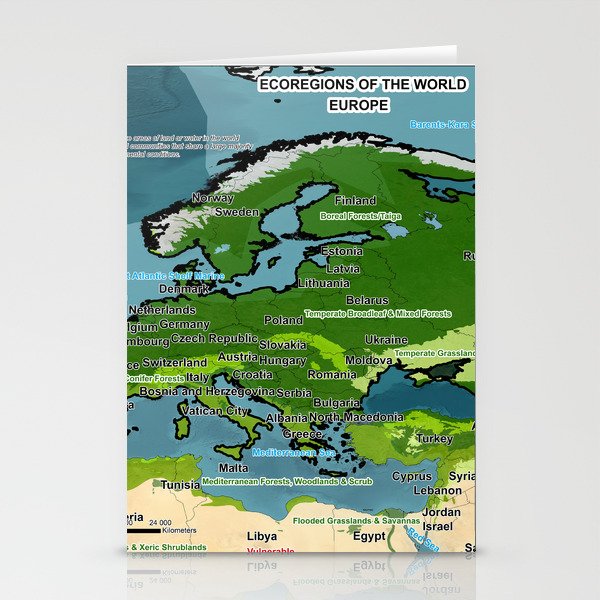 Europe's Ecoregions Map Stationery Cards