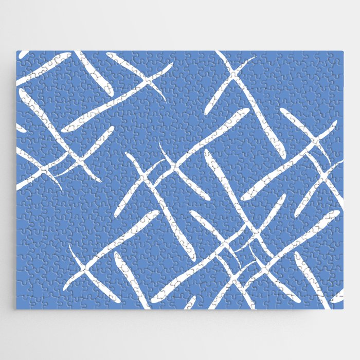White cross marks on dark blue background Jigsaw Puzzle