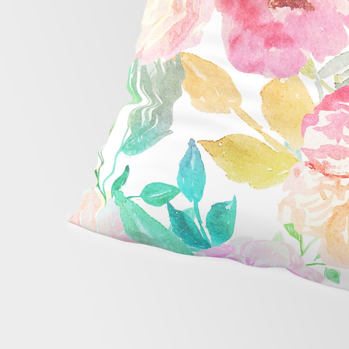 Society6 Pretty Watercolor Hand Paint Floral Artwork by Inovarts on Pillow Sham Cotton Standard Set of 2 