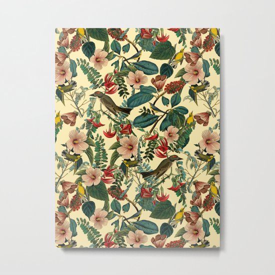 FLORAL AND BIRDS VII Metal Print