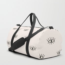 White modern eyes pattern Duffle Bag