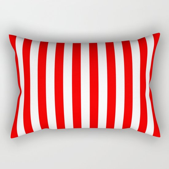 Vertical Stripes (Red/White) Rectangular Pillow