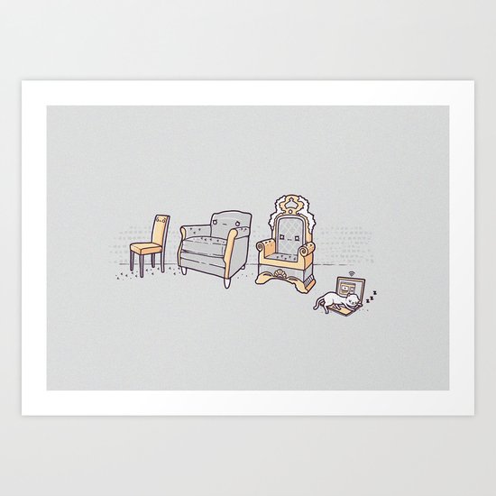Cat and chairs Art Print