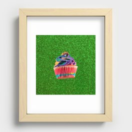 Cupcake Love | Rainbow Peanut Butter Cup on Green Sparkle Recessed Framed Print