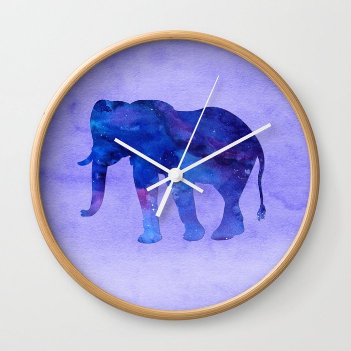 Blue Watercolor Elephant Wall Clock