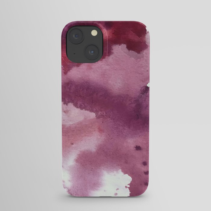 Blushing [2]: a minimal abstract watercolor and ink piece in shades of purple and red iPhone Case