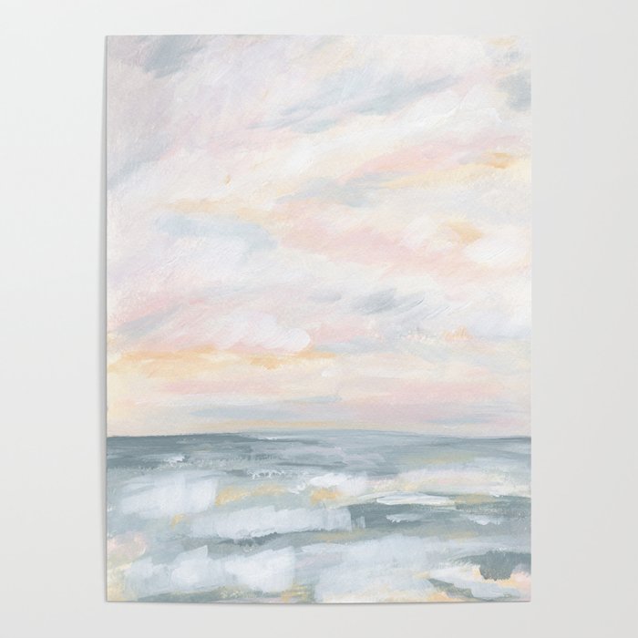 You Are My Sunshine - Gray Pastel Ocean Seascape Poster