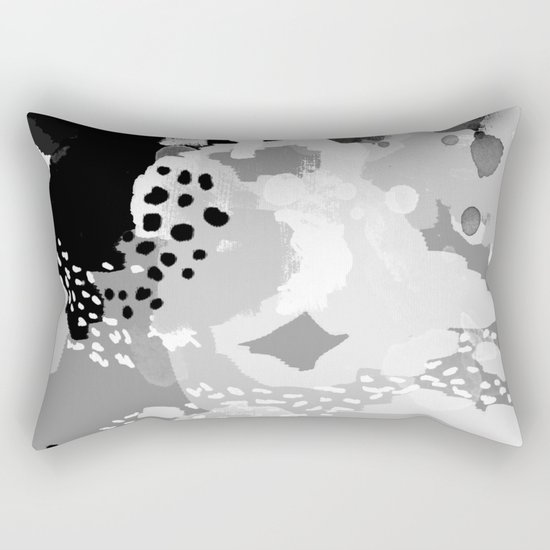 Rion - Modern minimal black and white abstract painting brooklyn nyc home decor canvas abstract art Rectangular Pillow