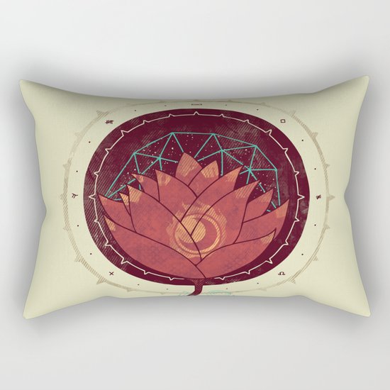 Red Lotus Rectangular Pillow