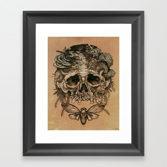Skull with Cicada Framed Art Print