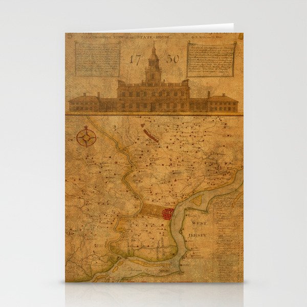Map of Philadelphia 1750 Stationery Cards