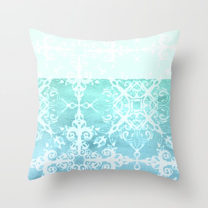 Mermaid S Lace White Patterned Aqua Mint Watercolor Wash Throw