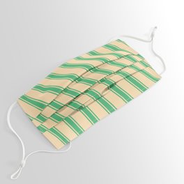 [ Thumbnail: Tan and Sea Green Colored Lines Pattern Face Mask ]