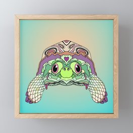 Happy Pastel Tortoise Framed Mini Art Print