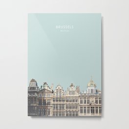 Brussels, Belgium Travel Artwork Metal Print | Classical, Belgian, Skyline, Housing, Spire, Brussels, Capital, Europe, Buildings, Cityscape 