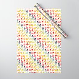 Rainbow Cake & Pie Pattern - White Wrapping Paper