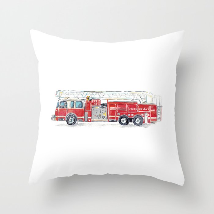Fire truck print firetruck Kids Throw Pillow