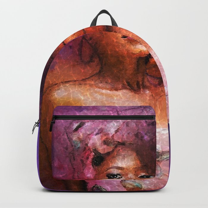 African American portrait of a young woman in twilight purple painting for home and wall decor Backpack
