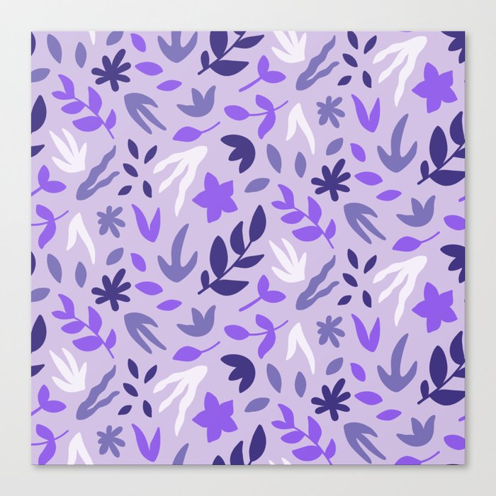 Violet Floral Cutouts - Mid Century Modern Abstract Canvas Print