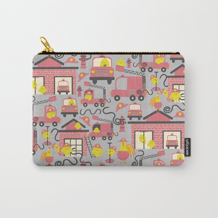 Firefighter Chicks On Gray Carry-All Pouch