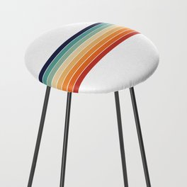 Retro rainbow palette stripes 70s on white 4 Counter Stool