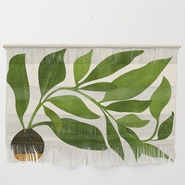 The Wanderer - House Plant Illustration Wall Hanging | Bohemian, Leaf, Nomad, Greenery, Vines, Wander, Olive, Painting, Contemporary, Tropical 