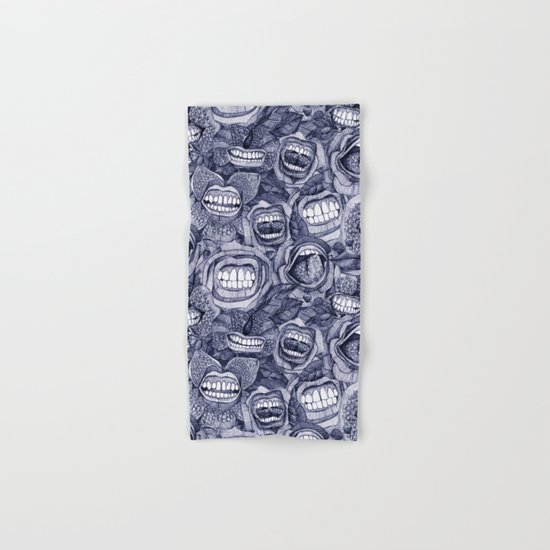 BITE ME roses and orchids INDIGO Hand & Bath Towel