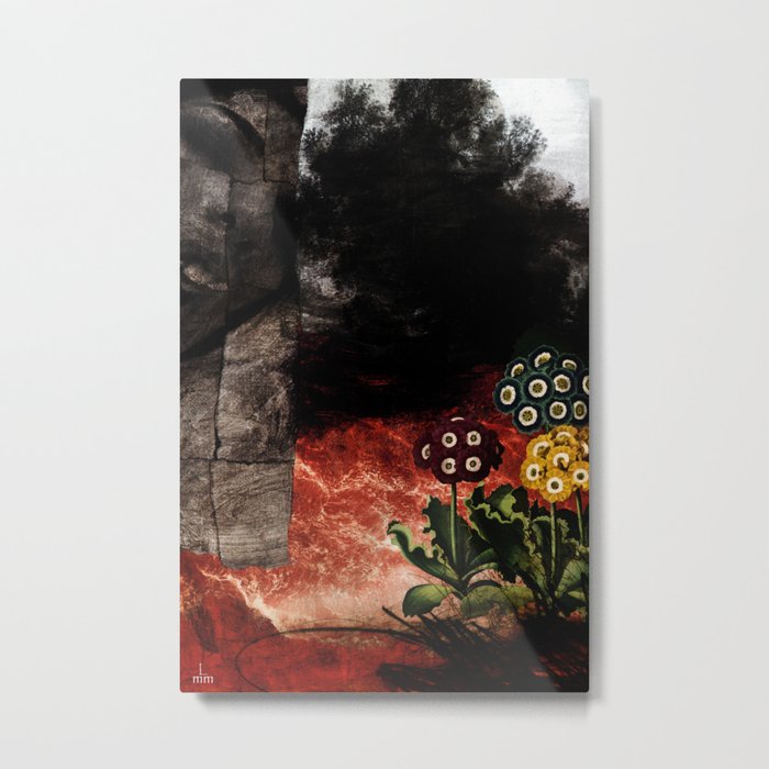 Fertile Flowers in Sterile Land - Paper Collage, Painting, and Digital treatment Metal Print