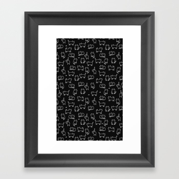 Black cats on black Framed Art Print