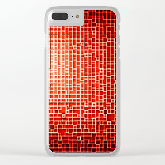 Red Space Pixels Clear iPhone Case