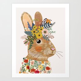 Foral Rabbit Art Print