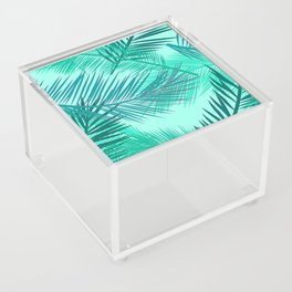 Palm Leaf Print, Turquoise, Teal and Aqua Acrylic Box