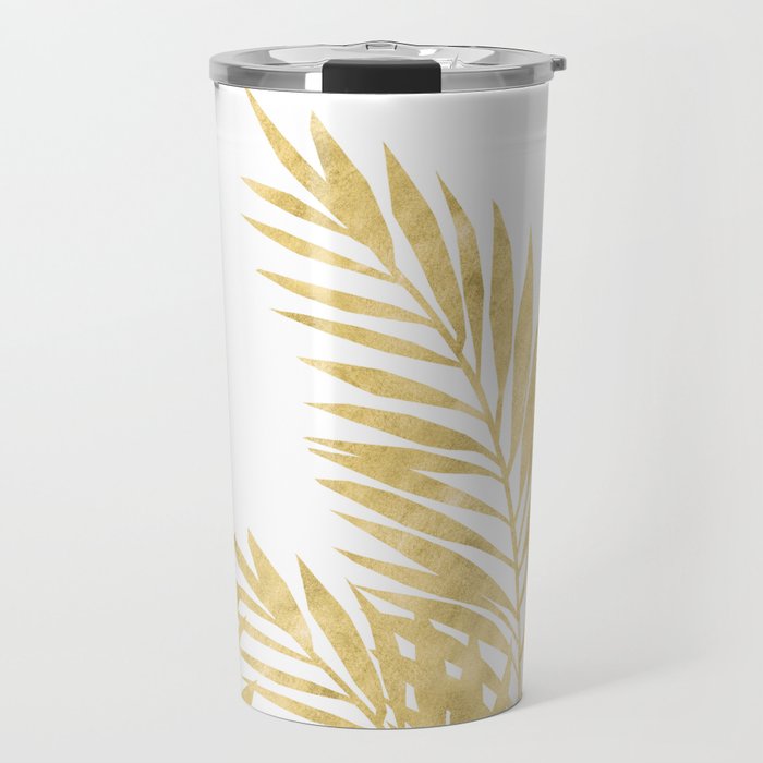 Palm Leaves Golden Travel Mug